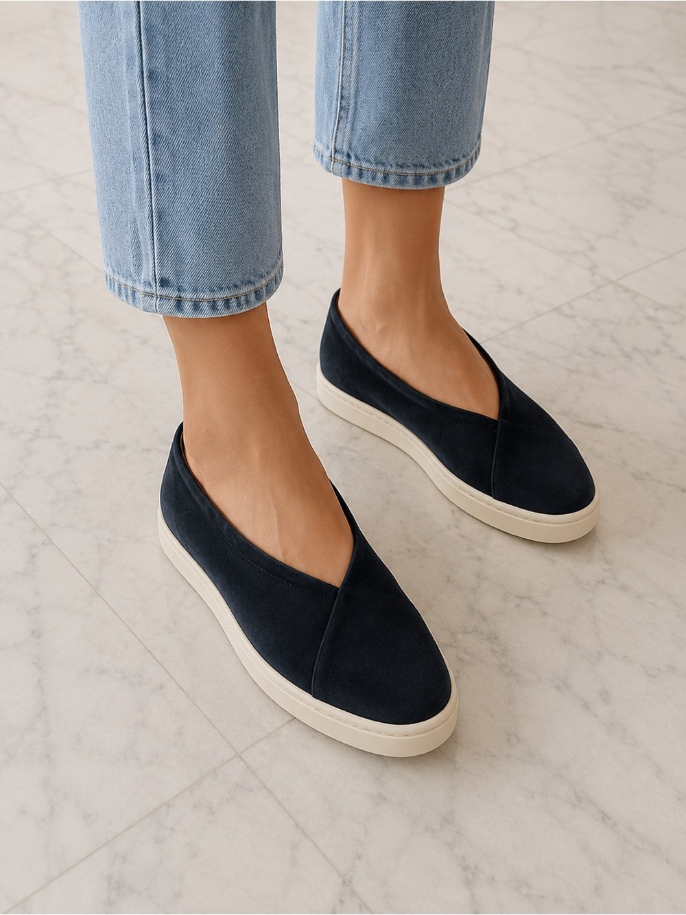 COS Navy Suede Slip-On Flats